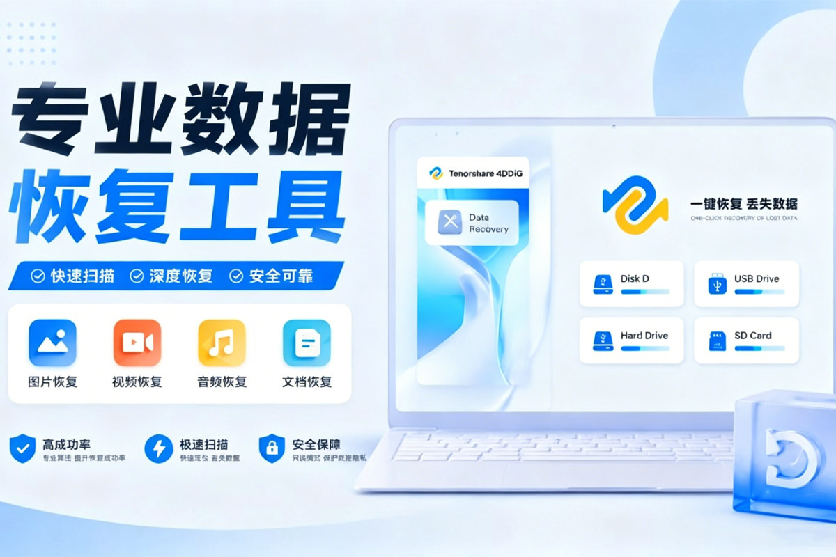 Tenorshare 4DDiG v10.7.2.1 中文版！专业数据恢复神器，支持硬盘/SD卡/U盘/分区全场景恢复
