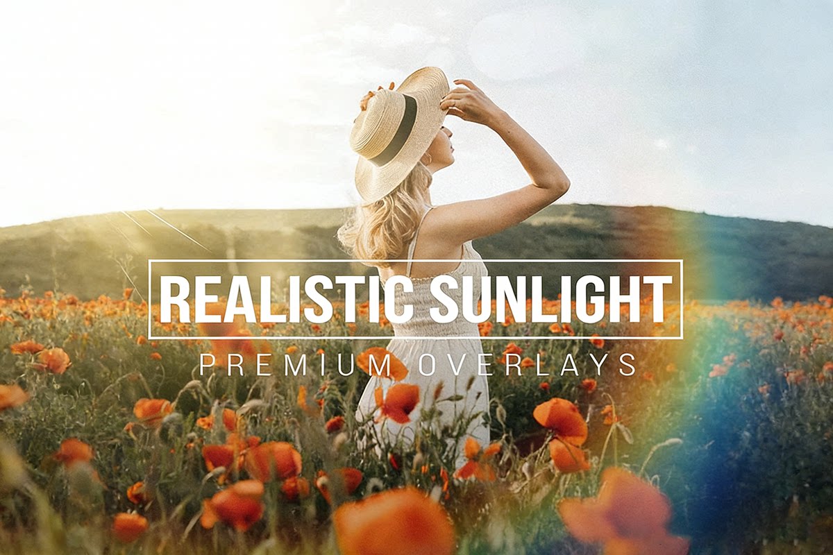 【图片素材】140个逼真的太阳光光束光斑耀斑叠加合成素材