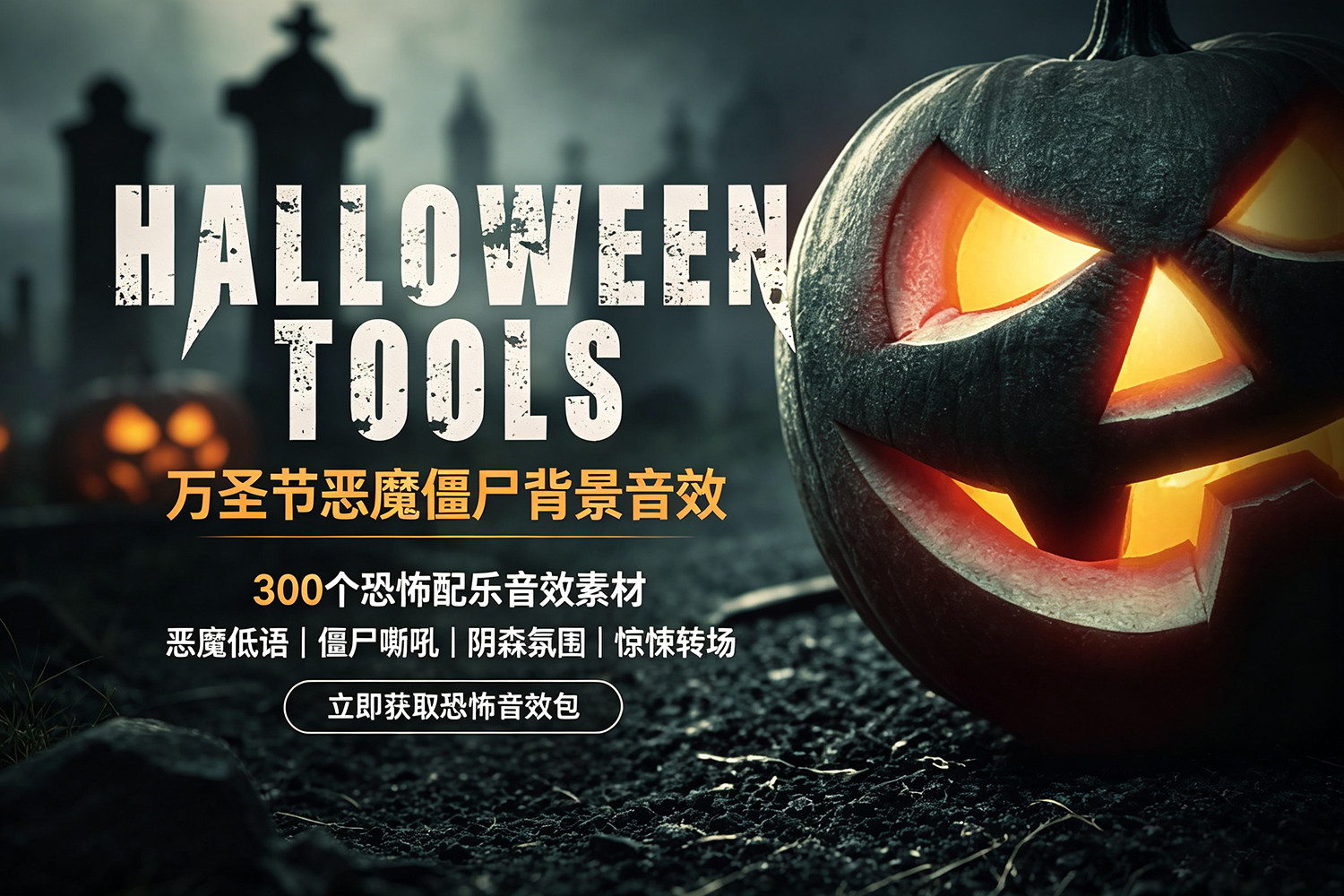【配乐音效】300个血腥恐怖万圣节恶魔僵尸灵异生物怪笑尖叫电影游戏背景氛围音效 Cinetools – Halloween Tools