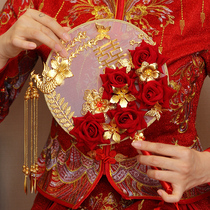 Ancient wind group fan Bride wedding fan married hand-held Flower Chinese wedding show hand-made finished classical fan