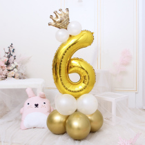 Birthday balloon decoration layout Golden large digital aluminum film balloon baby year party scene layout