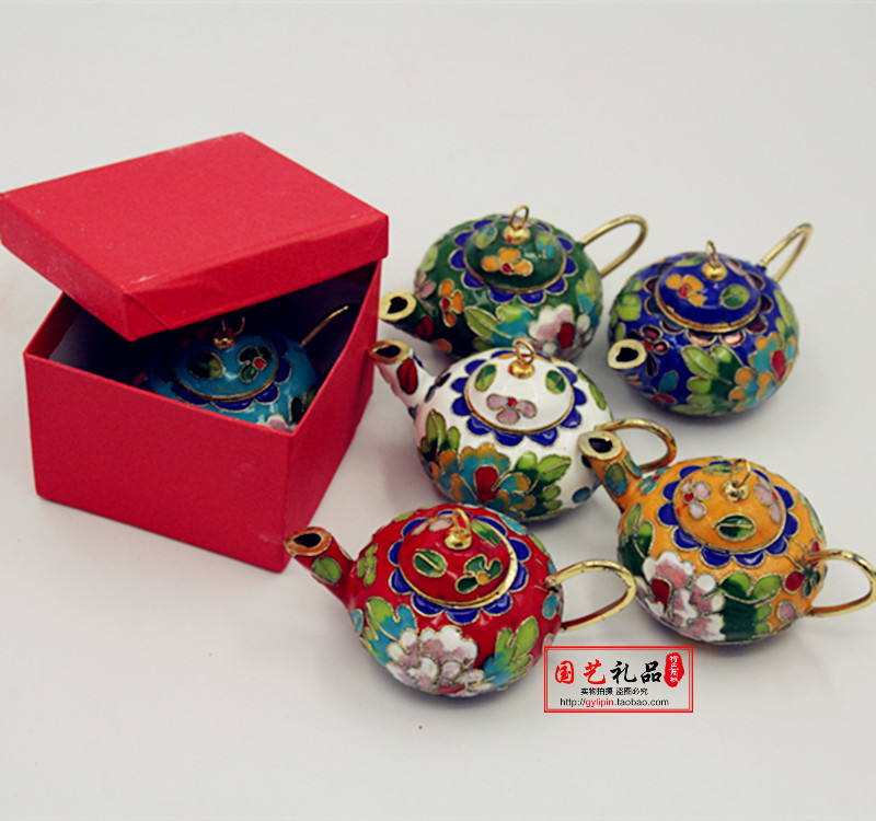 Beijing Jingtai Blue Craft Gift Pendulum Scenery Tai Blue Small Pot Pendulum with Pinch Enamel Old Beijing Craft Gift Pendulum