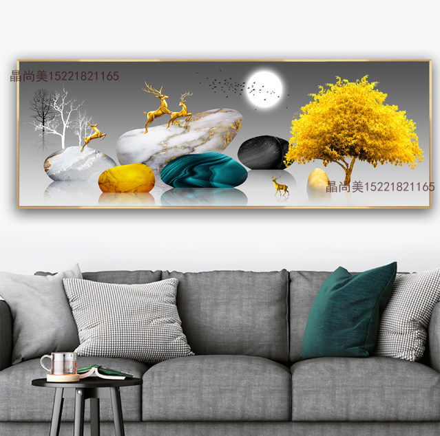 Glass partition Xuanguan Screen European style background wall crystal drilling mural light extravagant atmosphere sofa hanging painting