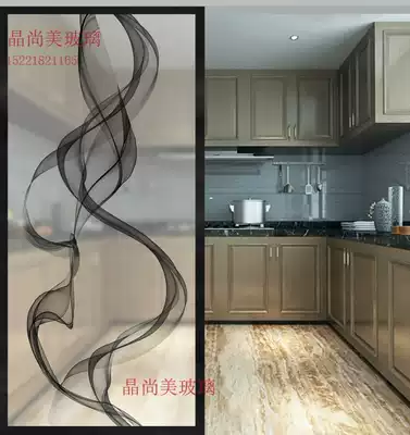 Art glass modern simple style simple European partition screen porch porch double-layer clip Silk abstract