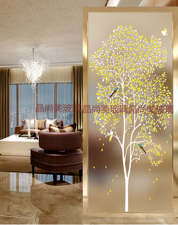 Art Glass Modern Style Living Room Cubicle Screen Xuanguan Background Wall Shoes Cabinet Light Transmission Chaeshu