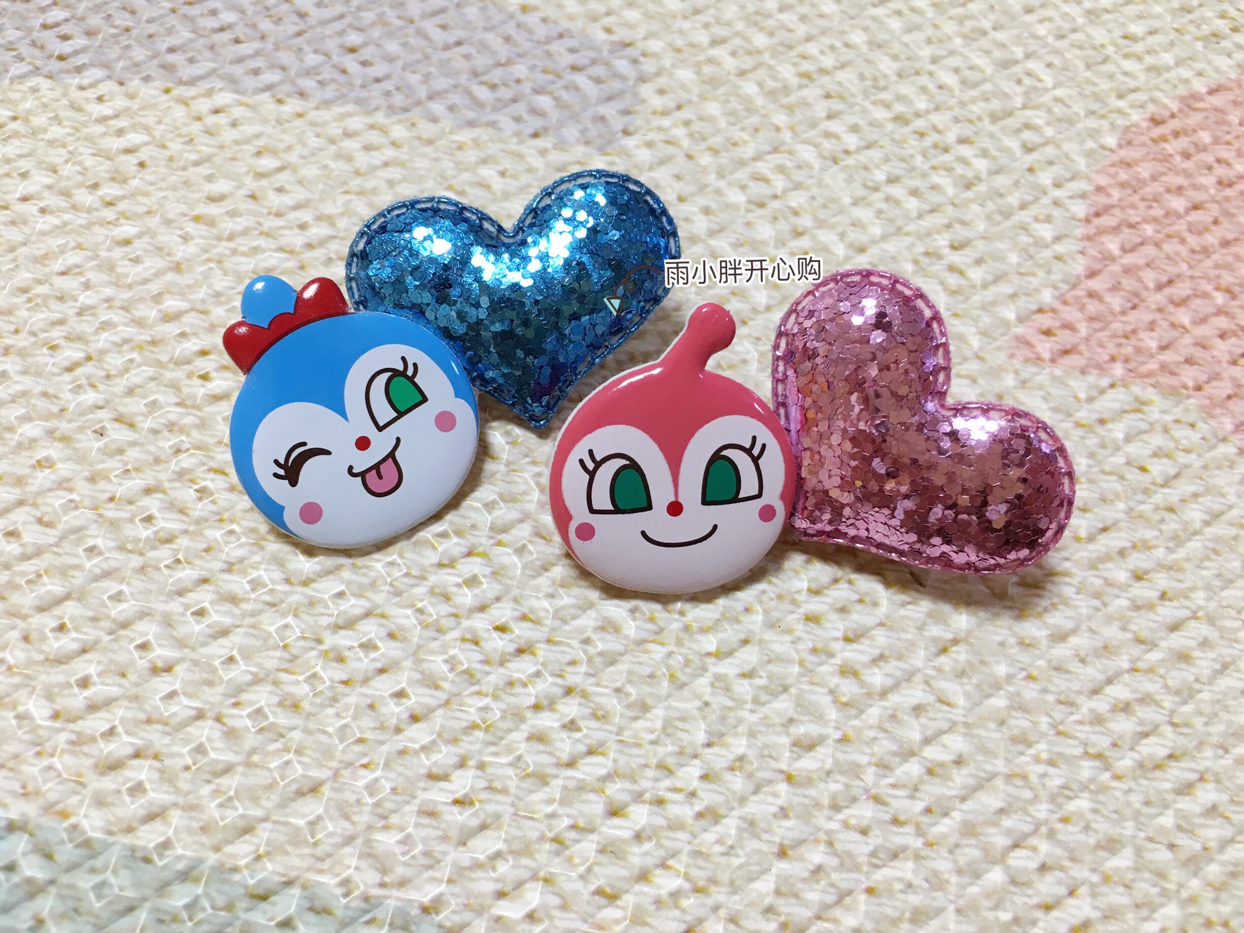 Spot Japan imported Anpanman Museum limited hairpin baby hair accessories shiny peach heart made in Japan