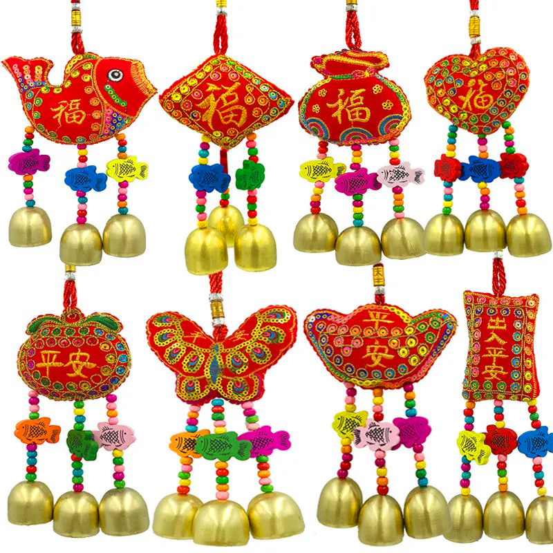 New Year's fragrant bag Wind Suzuki home Children's room hanging decoration Chinese wind embroidery embroidered fish apple Apple Rooster Fu Bag Pendant