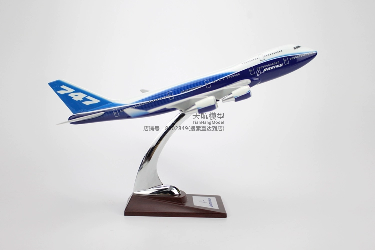 Màu xanh Boeing B747-400 nguyên mẫu tĩnh máy bay mô hình mô phỏng máy bay chở khách trang trí 32 cm cơ sở chuyên dụng