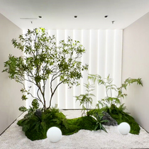 Simulated mazui wood green plant landscape combination artificial tree plants landscaping under the stairs window corner interior decoration layout