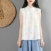 Phong cách Trung Quốc retro Hanfu cotton và áo khoác lanh nữ mùa hè mặc áo vest không tay Trung Quốc Zen tấm khóa dịch vụ trà - Áo ba lỗ Áo ba lỗ