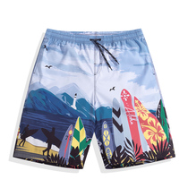2021 new beach pants mens hot spring five-point pants thin quick-drying can go into the water seaside vacation loose casual shorts