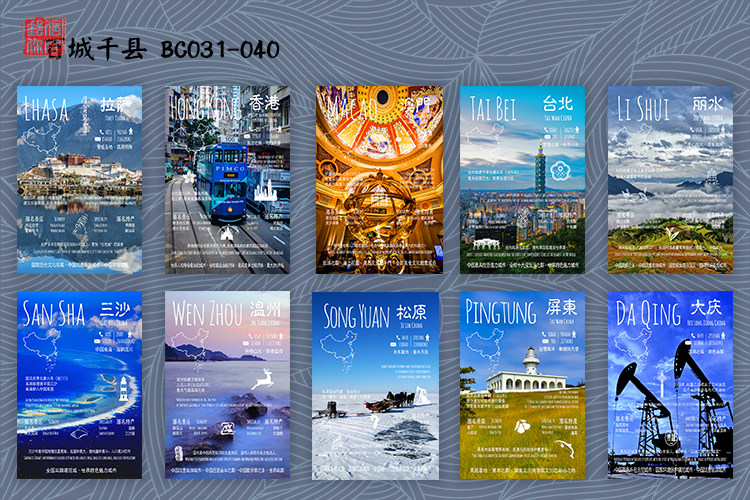 (100 City one thousand-County-Hainan) Sansha Sanya Qiongan East Wenchang Postcard