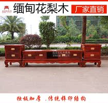 Mahogany TV Cabinet Myanmar Rosewood New European-style Antique Floor Cabinet Storage Solid Wood Furniture Combination Audio-visual Cabinet