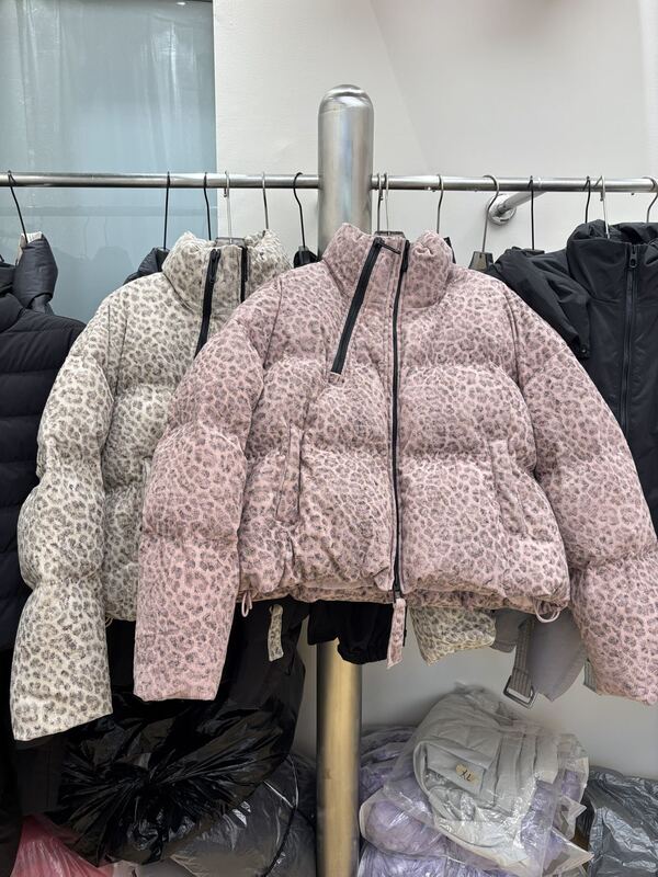 Leopard Print Corduroy down Jacket for Women, Winter 2026 New Design, Short Style, Stand Collar, 90% White Duck down Leopard Print Corduroy down Jacket for Women, Winter 2026 New Design, Short Style, Stand Collar, 90% White Duck down