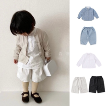 Swimming fish custom Korean bene children baby shirt jeans in the coat of long trousers in the boy spring and autumn