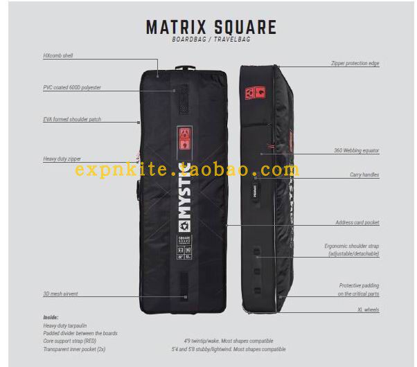 2020 Kite Surf Board Bag Kite Bag 145CM MYSTIC with wheel