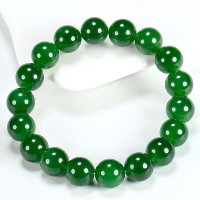 Natural Hetian Jade Jasper Round Bead Bracelet, Jade-Like Oily Spinach Green Jasper Women's Bracelet, Jade Bracelet, Bangle