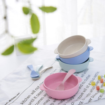 Wheat childrens cutlery bowl baby heat insulation anti-hot eating bowl wheat straw Bowl