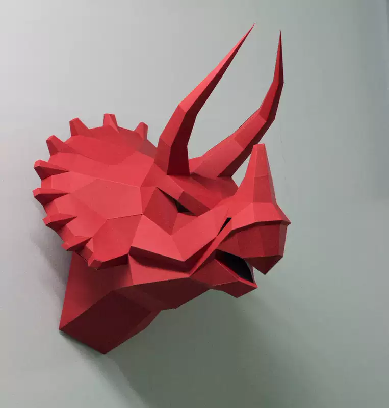 Khuôn giấy sáng tạo khủng long triceratops 3D mô hình nhà treo tường thủ công vật liệu tự làm gói vật liệu trang trí - Mô hình giấy