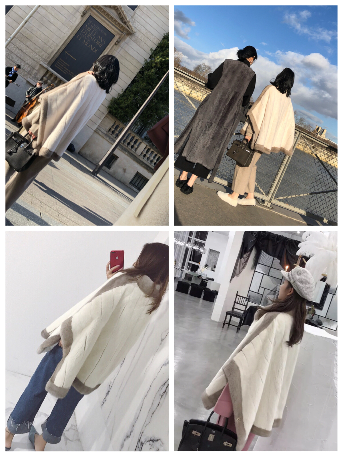 DEARHUA hoa nhỏ nhà thời trang tốt Anna cloak 貂 nhập khẩu ngọc trai màu xanh bạc 貂 khăn choàng lông bên ngoài D100 áo khoác lông dáng dài