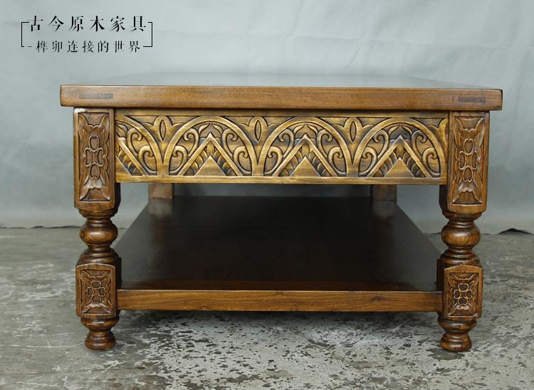 Bàn ghế gỗ phong cách Đông Nam Á Bàn cà phê gỗ rắn cổ xưa và hiện đại Đồ nội thất gỗ CT277-1 Thái chạm khắc bàn trà elm cũ - Bàn trà bàn sofa gỗ sồi