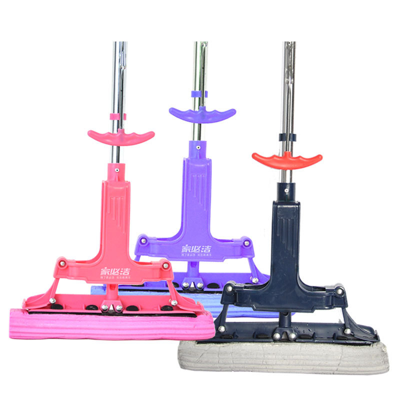 First-Generation Jia Bijie Magic Mop Pink 1032 Absorbent Sponge Bathroom Four-Sided Folding Squeeze Mop Floor Mop
