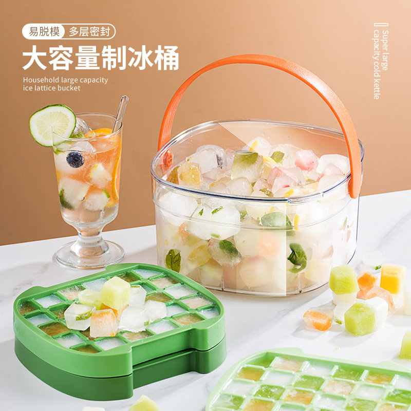 Ice Cubes Molds Large Capacity Home Ice storage Ice Box Ice-maker Ice Hockey with lid Commercial fridge Frozen Ice Cubes