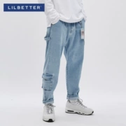 Quần jean nam Lilbetter xu hướng quần bf gió phiên bản Hàn Quốc của quần ống rộng thường giặt quần thẳng nam