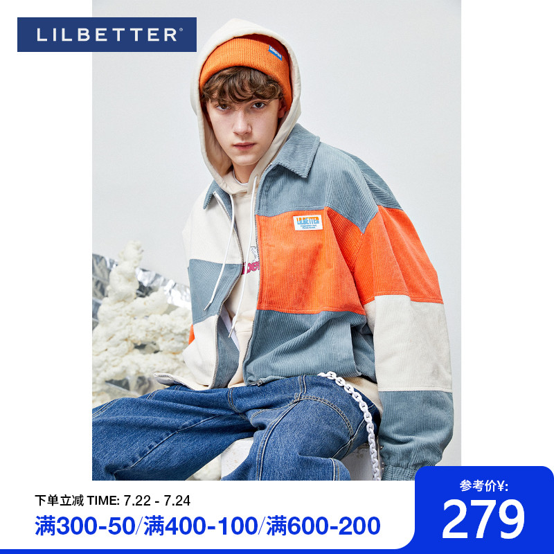 Lilbetter jacket men's autumn corduroy jacket new men's fashion brand contrast coat high-end top LB