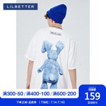 Lilbetter short-sleeved mens fashion brand printing American half-sleeve fashion crew neck pure cotton t-shirt mens ins fashion t-shirt