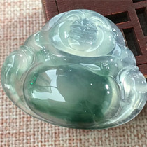 Jianan jadeite Burmese natural A goods ice species floating green big Buddha male jadeite pendant full of thick-packed safety pendant