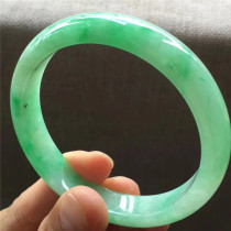 Jian An Jade 55 4 Natural Burma Warm Green Jade Bracelet Handwork Old Pit Jade Ice Sun Green Jade Bracelet