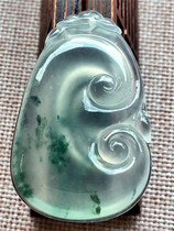 Jian An jadeite natural A goods ice species fluttering green flowers big ruyi jadeite pendant moisture gel feeling high quality collection