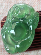 Jian An Emerald Old Pit Natural A Goods High Ice Beer Green Cloth Bag Buddha Jade Pendant Full Light Boutique Collection