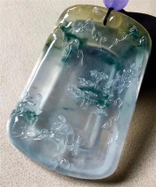 Jianan Jade Laokeng Natural A Goods Ice Floating Yellow and Green Landscape Brand Jade Pendant Bing Run Qiguang Boutique Collection