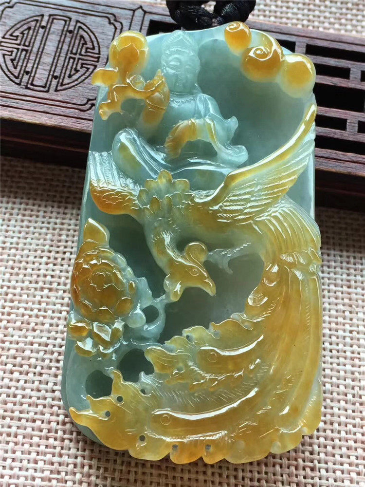 Jane Emerald Natural A freight glaucy seed jade jade jade jade hanging hang piece of man's security hanging pendant certificate