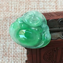 Jian An Jade natural A cargo ice seed Green Buddha Gong jade pendant color spicy ice through women smile Buddha pendant gift