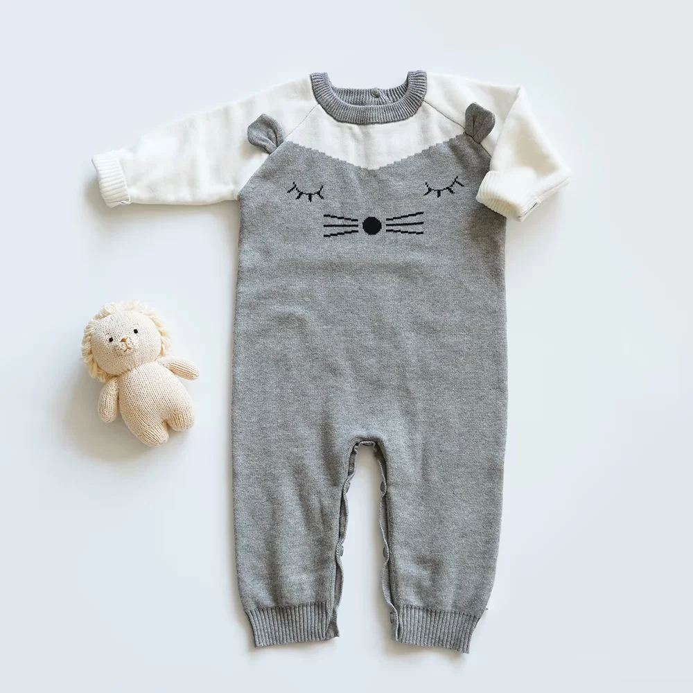 Демисезонный детский вязаный костюм-bodysuit осенний мультяшный для новорожденных для выхода