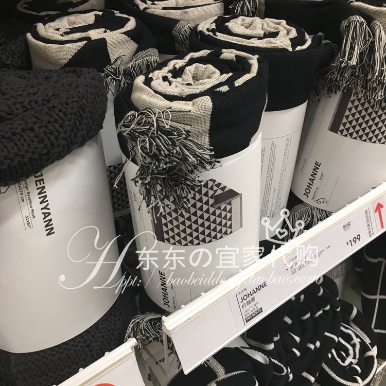 IKEA trong nước mua IKEA Johanna chăn giải trí điều hòa chăn sofa chăn màu đen và trắng sản phẩm mới - Ném / Chăn chăn lông cừu