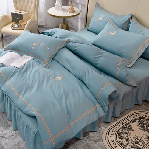 Хлопковый нескользящий комплект для принцессы, простыня, пододеяльник, 4 предмета, городской стиль, легкий роскошный стиль