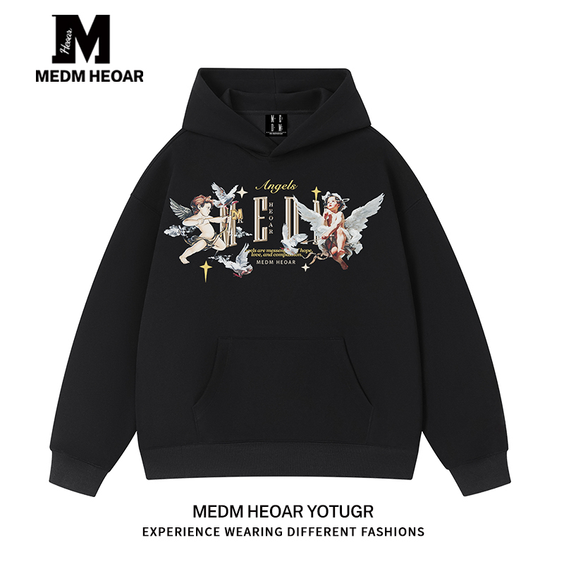 【All Three Tags Complete】Medm Heoar Hooded Sweatshirt Angel Dove Hoodie Men's American Style Spring and Autumn Top