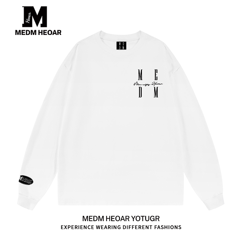 Medmhhut【Wang Hedi's Style】Embroidered Long-Sleeve T-Shirt for Men and Women, Base Layer Shirt【Authentic with All Three Labels】 Medmhhut【Wang Hedi's Style】Embroidered Long-Sleeve T-Shirt for Men and Women, Base Layer Shirt【Authentic with All Three Labels】