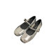 ເກີບ oceanone round toe shallow mouth Mary Jane shoes 2024 soft leather soft silver strap one-words shoes low-heel shoes