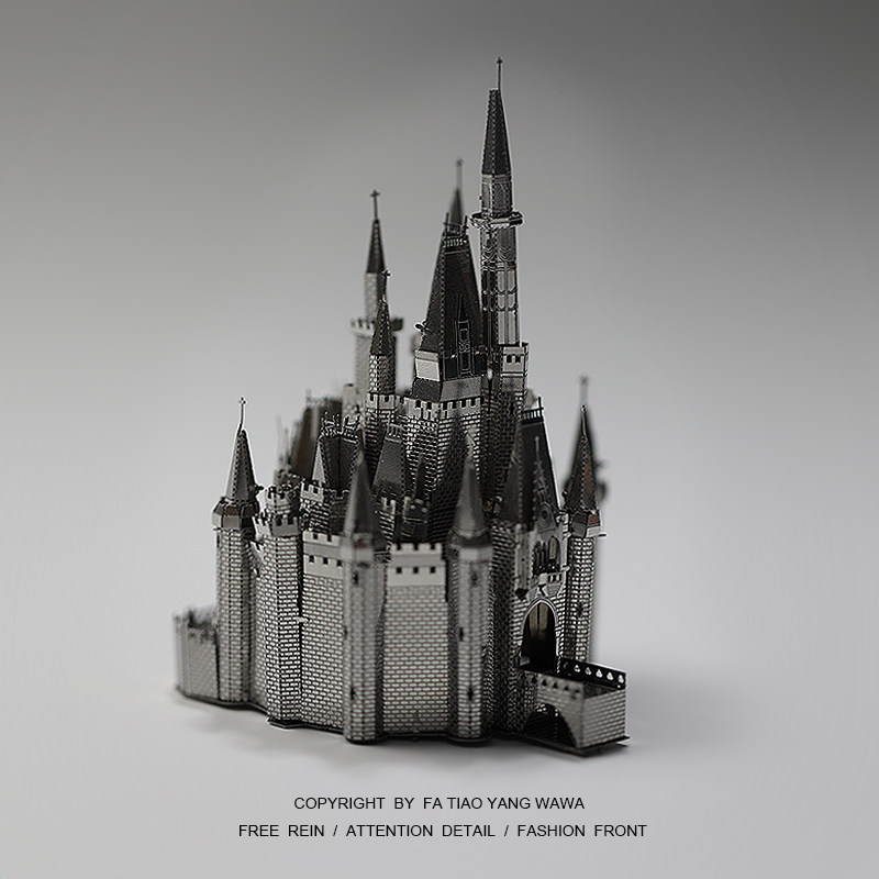 Clockwork boring a piece of Cinderella's castle 3D metal puzzle