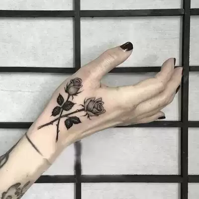 Clockwork Home Super Cool Dark Black Black Rose Cross Waterproof Simulation Tattoo Sticker