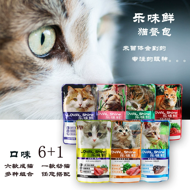 Seagull Baboon Lewei Fresh Cat Meal Pack Thức ăn ướt Thức ăn nhẹ 110g 7 hương vị tùy chọn 12 túi - Đồ ăn nhẹ cho mèo