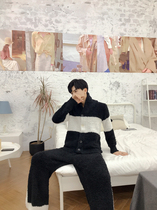 Japan's big-name ice cream cooperation long sleeve pants boys padded pajamas soft black and white mixed color suit