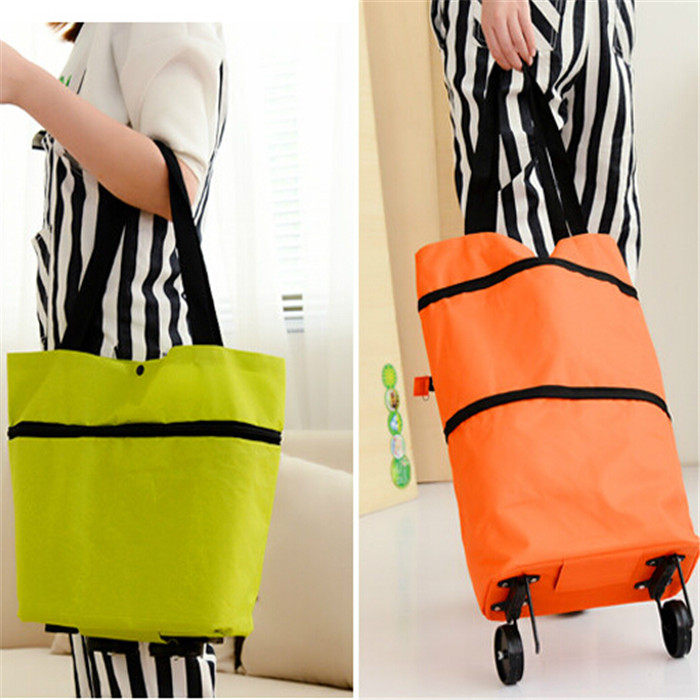 Shopping trailer bag lazy dual-purpose wheel bag multi-function shopping cart telescopic roller bag folding shopping bag