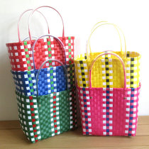 New woven vegetable basket fashion hand bag small shopping basket waterproof handbag handmade pastoral style storage basket