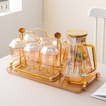 Light luxury home premium sense Diamond glass cup tea cup kettle set with handle living room drinking cup family